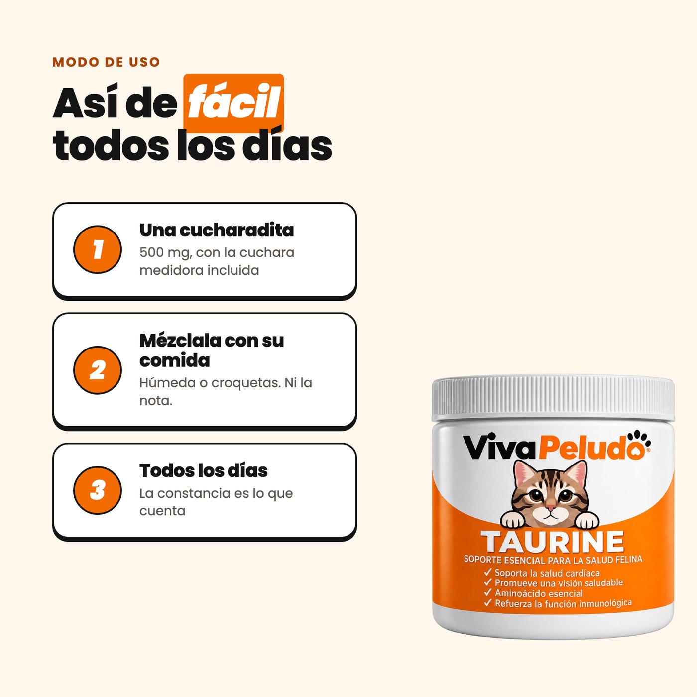 Taurina VivaPeludo para gatos